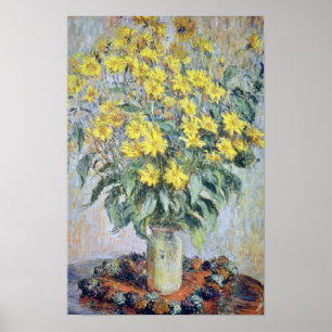 Gele Vase van Chrysanthemums, Claude Monet flower Poster