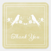 Gele vedervogels Floral Dank je Stickers (Voorkant)