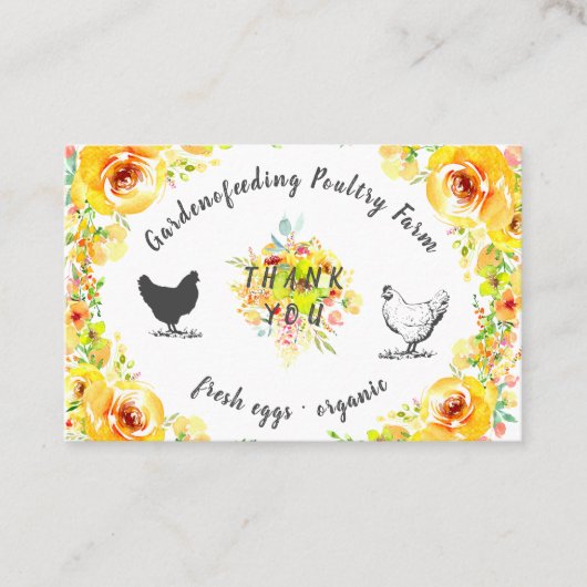 gele veer floral farhouse dank u kaart visitekaartje (Voorkant)
