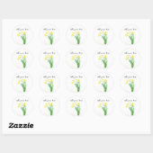 Gele veer florale waterverf daffodils Rustisch Ronde Sticker (Vel)