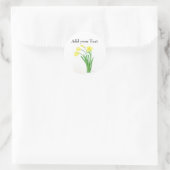 Gele veer florale waterverf daffodils Rustisch Ronde Sticker (Tas)