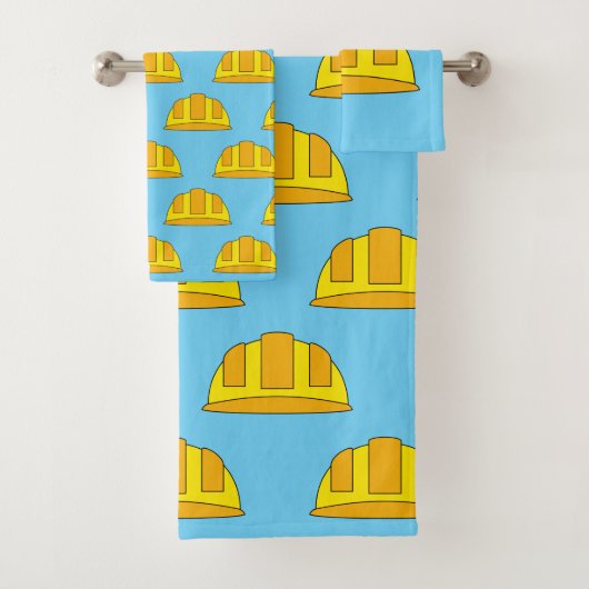 Gele veiligheidshelm cartoon bad handdoek (Insitu)