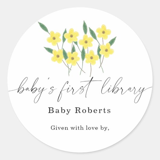 Gele veldbloemen - Baby's eerste bibliotheek Ronde Sticker (Voorkant)