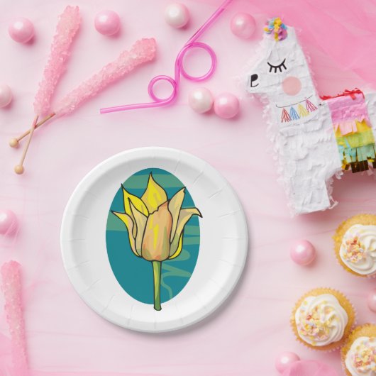 Gele ventiel papieren bordje (Feest)