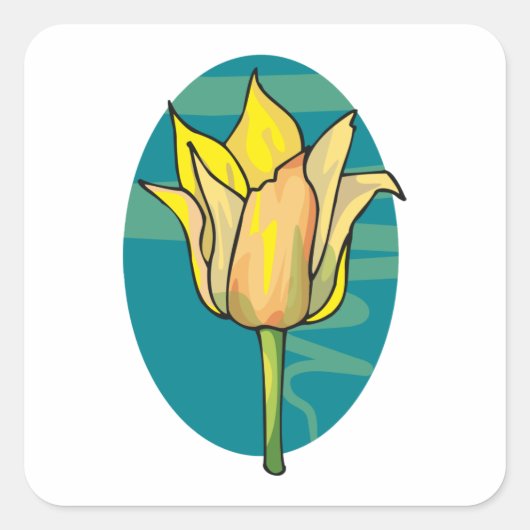 Gele ventiel vierkante sticker (Voorkant)