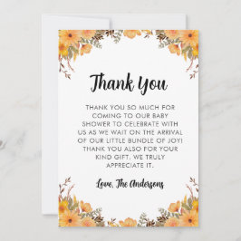 Gele ventilator Baby shower Hartelijk dank Bedankkaart