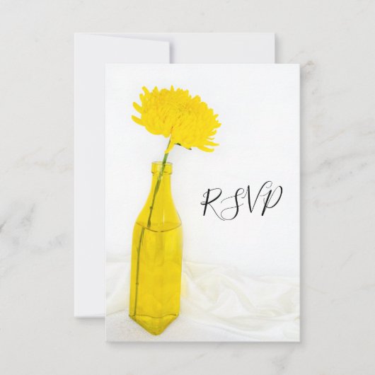 Gele ventilator in Vase Wedding RSVP Reply Kaart (Voorkant)