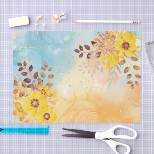 Gele ventilatorblauwe Waterverf ontkoppeling Tissuepapier (Craft)