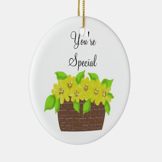 Gele ventilatormand - U bent speciaal Keramisch Ornament (Rechts)