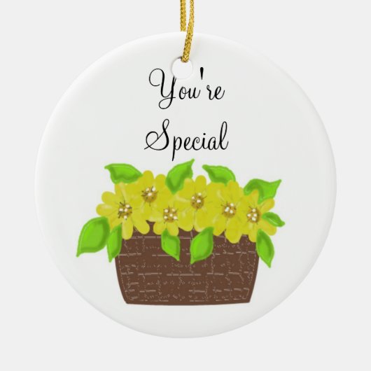 Gele ventilatormand - U bent speciaal Keramisch Ornament (Voorkant)