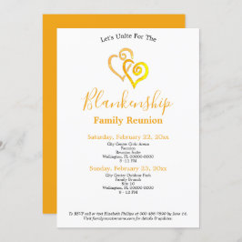 Gele verbonden harten Gezin Reunion Sjabloon Kaart