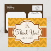 Gele, verbrande Oranje Chevron Stripes Dank u Briefkaart (Voorkant / Achterkant)