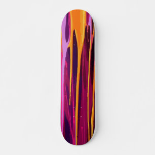 Gele verf druppel over roze en paarse abstracte ku persoonlijk skateboard