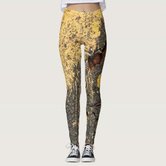 Gele verf- en ijzerscheuren leggings