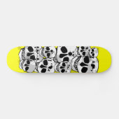 Gele verf splatter schedels zwart skateboard dek (Horizontaal)