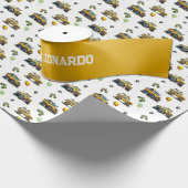 Gele Verjaardag Groet met aangepaste naam Satijnen Lint