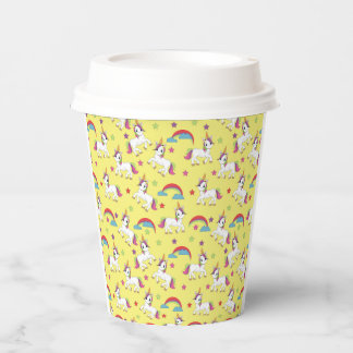 Gele Verjaardag Unicorns Papieren Cups Bekers