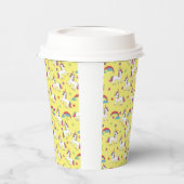 Gele Verjaardag Unicorns Papieren Cups Papieren Bekers (Links)