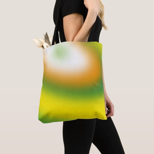 Gele verloop, groen tote bag (Dichtbij)