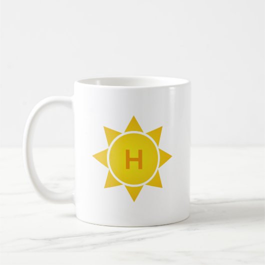 Gele verloop zon met monogram van enkele letter koffiemok (Links)