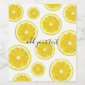 Gele verse citroen aanpasbare tekst wijn etiket (Enkel label)