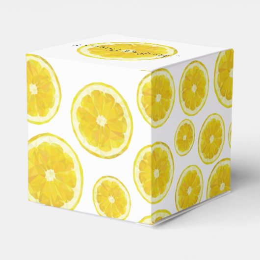 Gele verse citroen plak cadeau gunst doos bedankdoosjes (Achterkant)