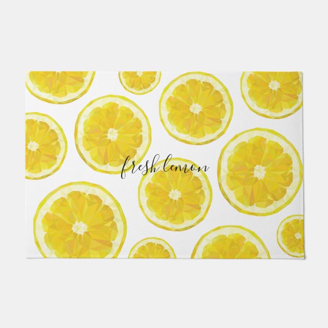 Gele verse citroensegeltekst deurmat (Voorkant)