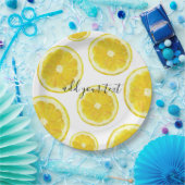 Gele verse citroensegeltekst papieren bordje (Feest)