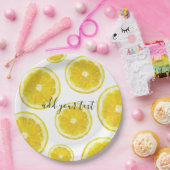 Gele verse citroensegeltekst papieren bordje (Feest)