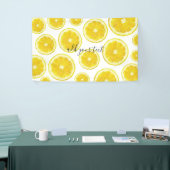 Gele verse citroensegeltekst spandoek (Beurs)