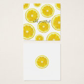 Gele verse citroensegeltekst vierkante visitekaartjes (Voorkant /achterkant)