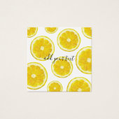 Gele verse citroensegeltekst vierkante visitekaartjes (Voorkant)