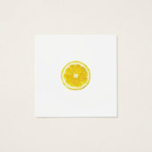 Gele verse citroensegeltekst vierkante visitekaartjes (Achterkant)