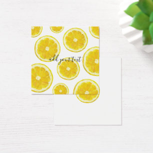 Gele verse citroensegeltekst vierkante visitekaartjes
