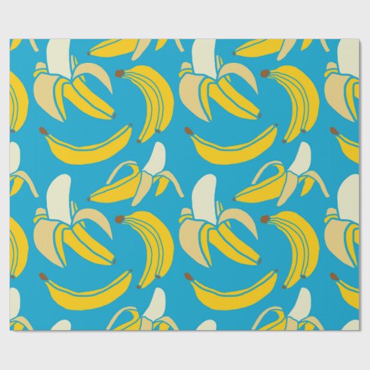 gele verse vruchten tropische banaan naadloos patr cadeaupapier (Vlak)