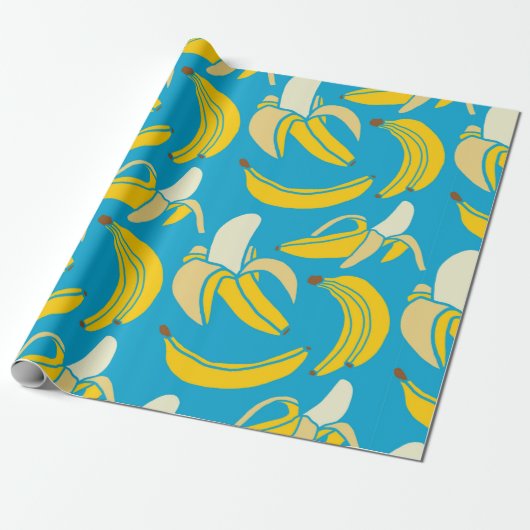 gele verse vruchten tropische banaan naadloos patr cadeaupapier (Uitgerold)