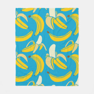 gele verse vruchten tropische banaan naadloos patr fleece deken