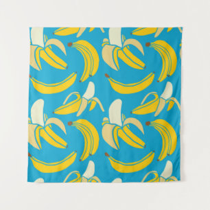 gele verse vruchten tropische banaan naadloos patr wandkleed