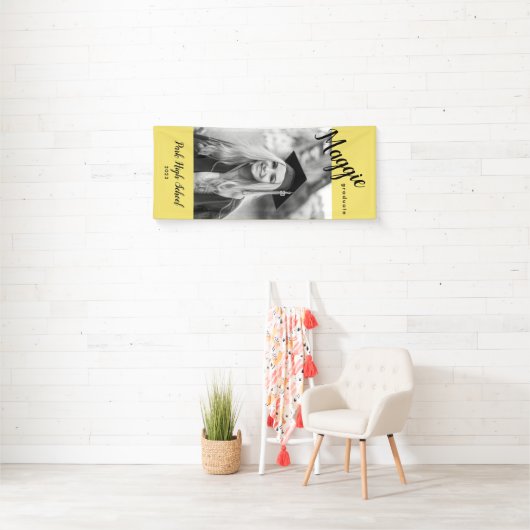 Gele verticale foto-Afstuderen banner (Insitu)