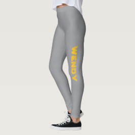 Gele vervaagde aangepaste tekst op grijs  leggings