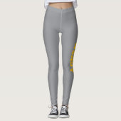 Gele vervaagde aangepaste tekst op grijs leggings (Voorkant)