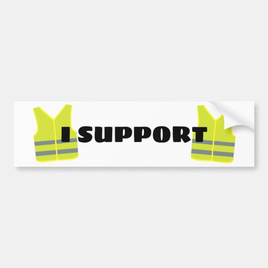 Gele vest support design bumpersticker (Voorkant)
