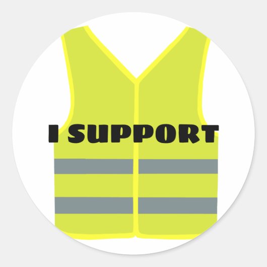Gele vest support design ronde sticker (Voorkant)