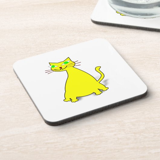 Gele vetkat bier onderzetter (Linkerzijde)