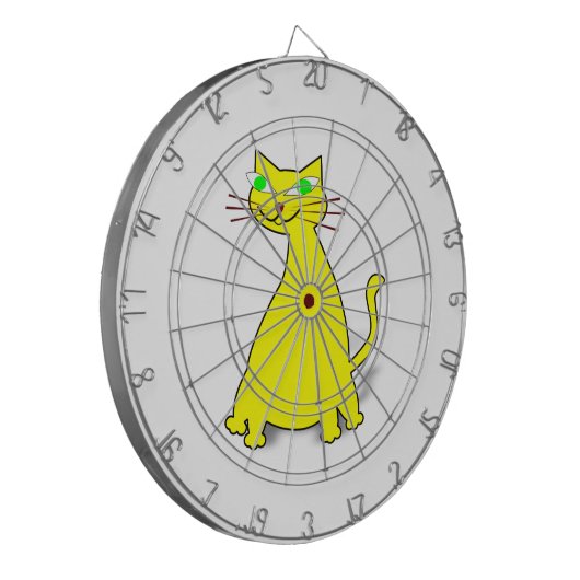 Gele vetkat dartbord (Voorkant Links)