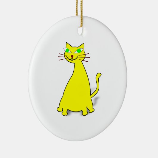 Gele vetkat keramisch ornament (Rechts)