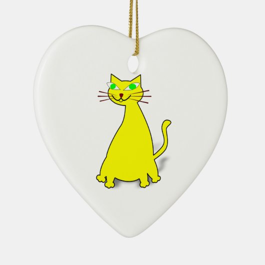 Gele vetkat keramisch ornament (Rechts)