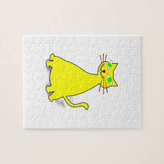 Gele vetkat legpuzzel (Horizontaal)