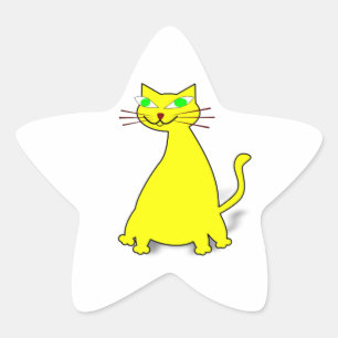 Gele vetkat ster sticker