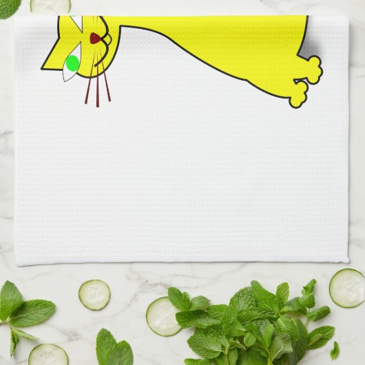 Gele vetkat theedoek (Gevouwen)